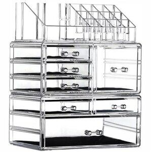 Clear acrylic makeup organizer 7 drawer stackable vanity skincare holder
